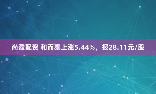 尚盈配资 和而泰上涨5.44%，报28.11元/股